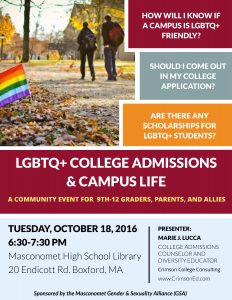 LGBTQ+ college event with Crimson College Consulting